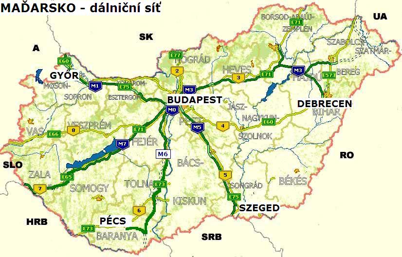 mapa - dálniční síť
